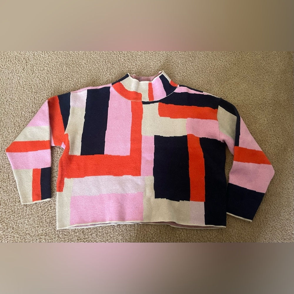 Anthropologie Maeve Carys Mock-Neck Heart Sweater, LP